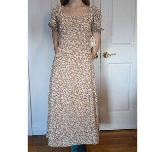 Altar'd State Nude/White Floral Midi Dress